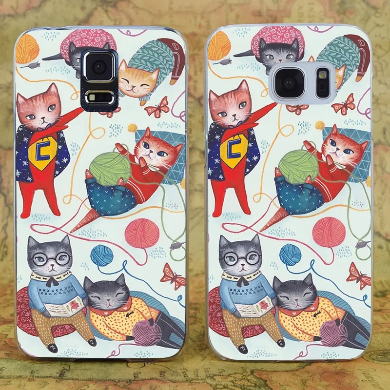 E2697 Cats Funny Art Transparent Hard PC Case Cover For Samsung Galaxy Note S 3 4 5 6 7 8 9 Mini Edge Plus |