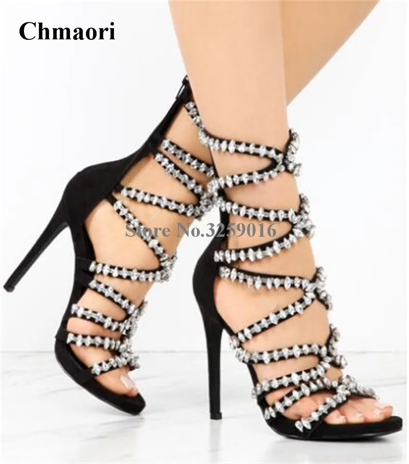 

Women Luxury Bling Bling Rhinestone Straps Cross Gladiator Sandals Beads Crystal High Heel Sandals Wedding Shoes Nightclub Shoes