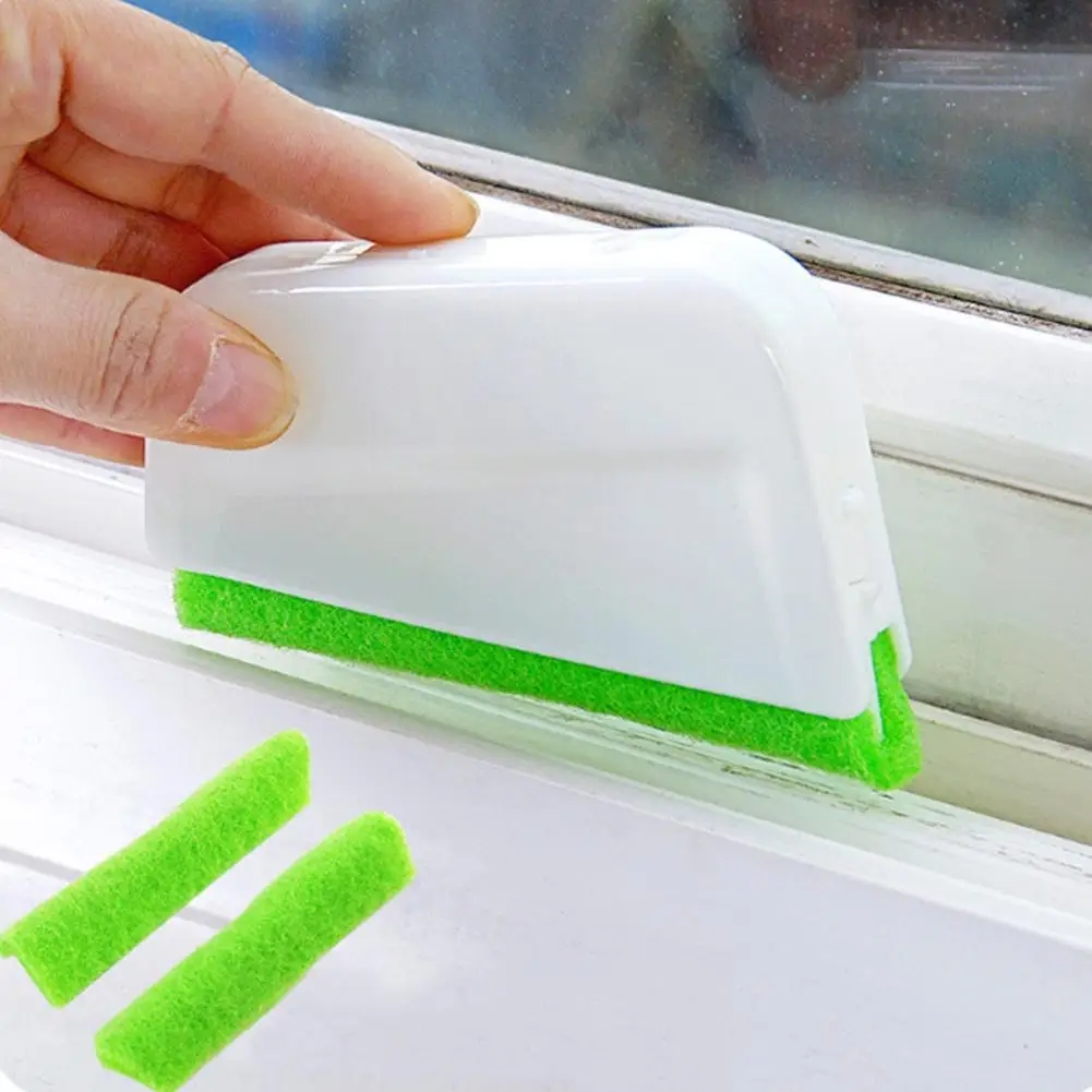 

Window Frame Floor Door Groove Kitchen Cleaning Brush Cleaner with 2 Replace Cloths Cleaning Accessary