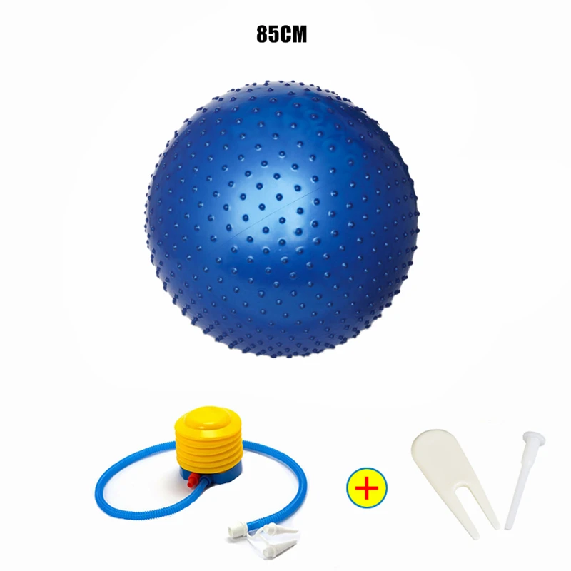 75 см 85 см сообщение точка мячи для йоги фитнес тренажерный зал фитбол для баланса упражнения пилатес тренировки колючий Массажный мяч с бесплатным воздушным насосом - Цвет: 85CM Blue Set