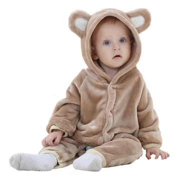 

Autumn winter Flannel Baby Clothes toddler Girl Boy Pajamas Cartoon Animal 3D Ear Jumpsuit Warm Newborn Infant Romper