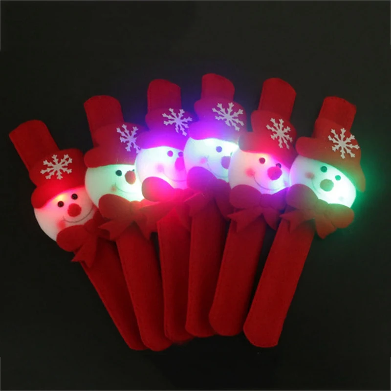 

New Christmas Cartoon Snowman Bear Elk Santa Claus LED Sequins Luminous Slap Bracelet Bangle Christmas New Year Party Decoration