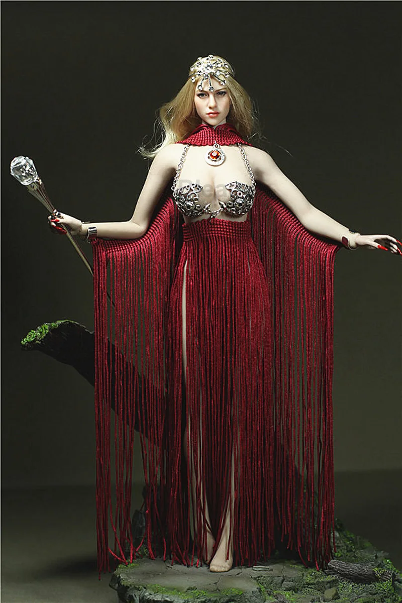 

Custom Made 1/6 Scale Metal Bra connect Fringed Skirt Dress for 12inch Action figure Phicen Tbleague Toys Goddess Of Fire