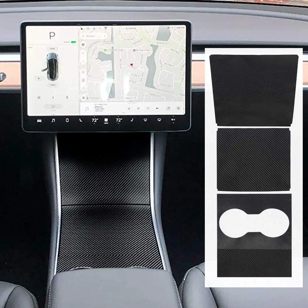 

Center Console Wrap Kit Carbon Fiber Vinyl Protector Sticker Armrest Box Control Panel Decoration for Tesla Model 3 Accessories