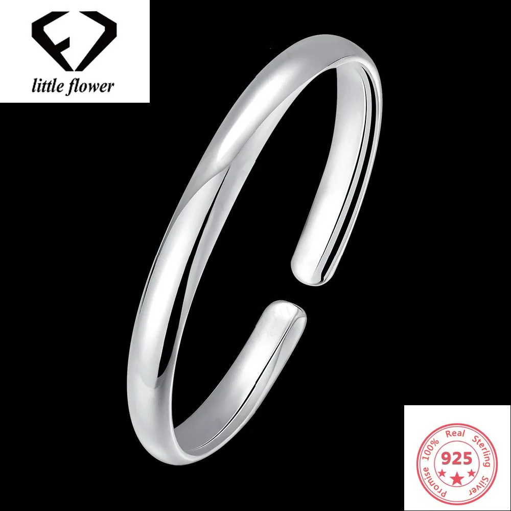 

Real S925 Sterling Silver Bracelet Women's European and American Jewelry Silver Fine Jewelry Boutique Bangles Sheer Silver