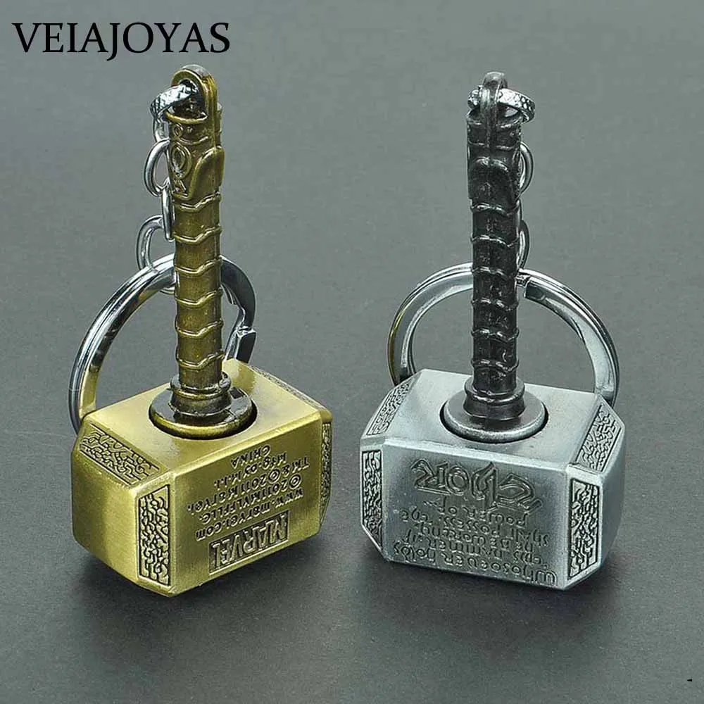

New Thor Hammer Metal Rotatable Keychain Marvel Avengers Endgame Thor Weapon Charms Key chains For Men Car Women Bag Accessories