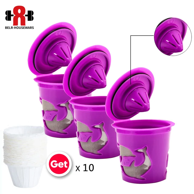 Cheap 10 Pcs Disposable Paper Filters Cups K-Cup & New Design Reusable Filters Fit For Keurig 1.0 & 2.0  Coffee Capsule Coffee Basket