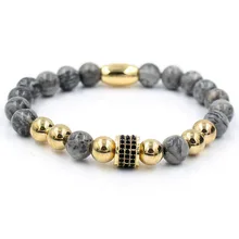 Faitheasy украшения натуральные мраморные бусины микро циркониевый камень колесо жемчуг эластичный браслет