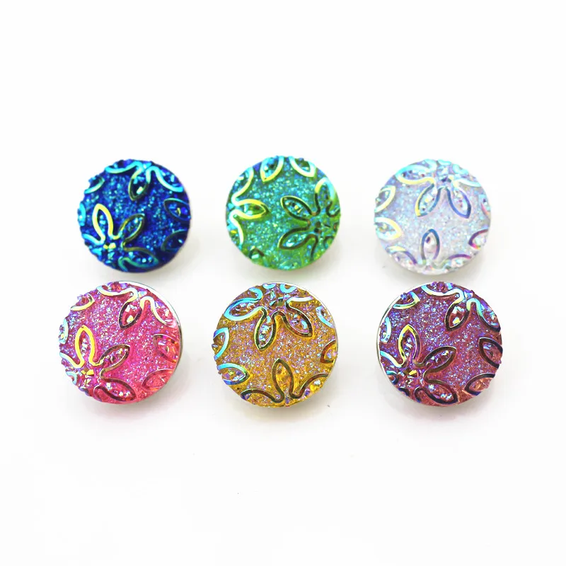 Mix 50pcs/lot Wholesale Fashion Resin Flower Snap Buttons for 18mm
