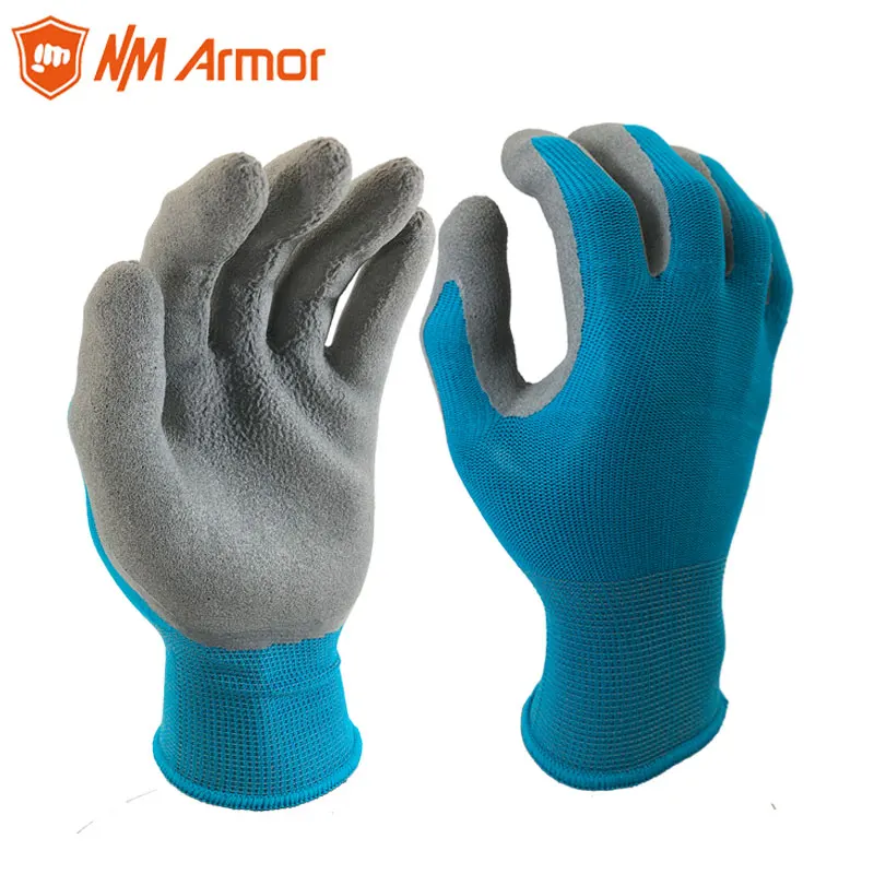 NMArmor Садоводство рабочие защитные перчатки с красочным полиэстеровым вкладышем погружающая пена, латекс защитные перчатки для рук - Цвет: NM1350F-BL 8