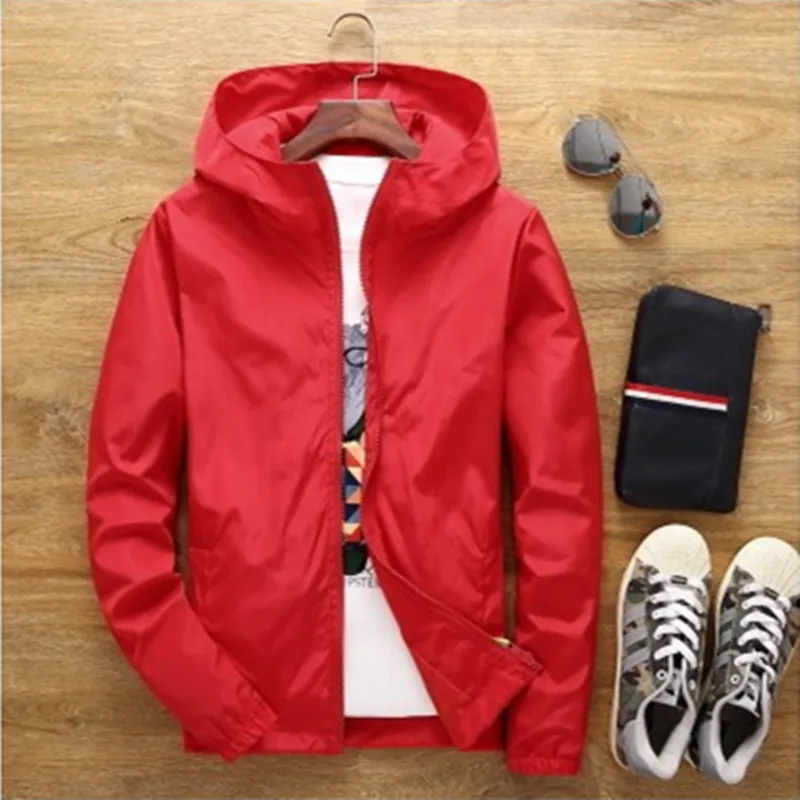 Новая высококачественная Мужская модная куртка тонкая Подростковая разноцветная куртка для мужчин размера плюс s-7xl горячая Распродажа ветровка - Цвет: red