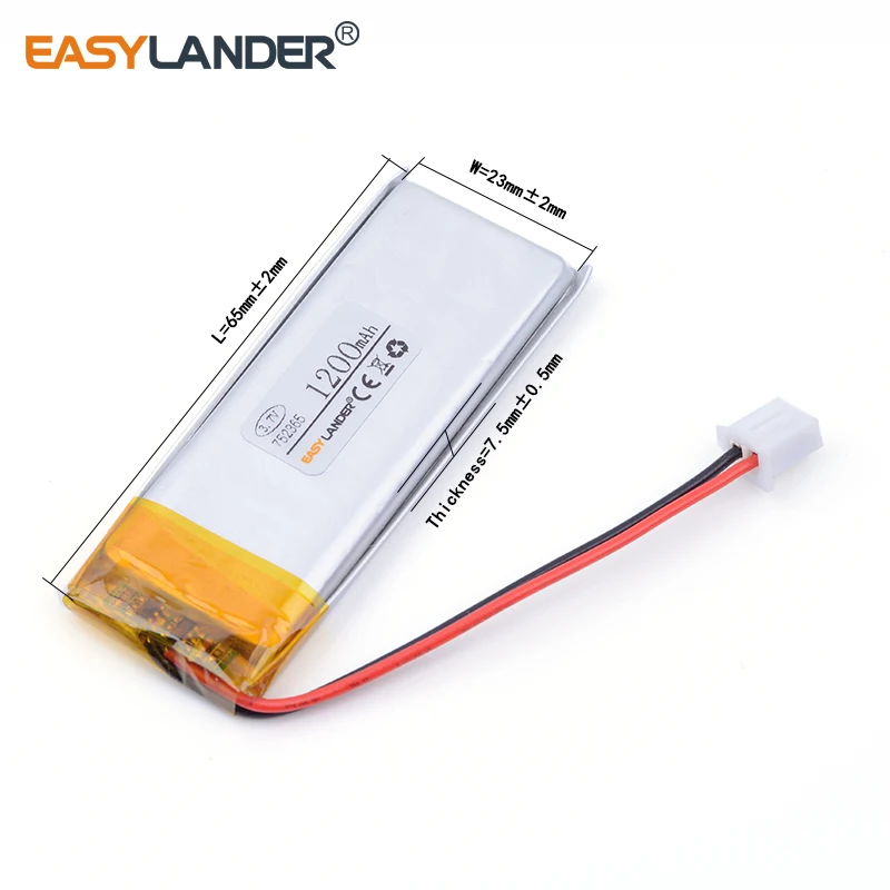XHR 2P 2 54 1200 мАч 3 7 В литий полимерный аккумулятор 752365 Зарядка телефона Po power bank PAD PSP