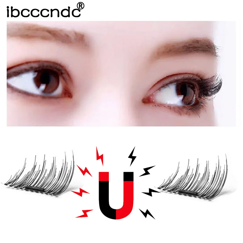 

4pcs/Pair 3D Double Magnetic Eyelashes Natural Individual Cross Magnet Reusable Fake False Lashes Set Eye Makeup Tools Maquiagem