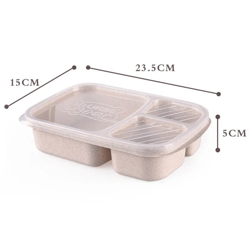

Lunch Box Container Portable 3 Compartment Meal Food Storage Eco-Friendly Microwave Oven -Drop