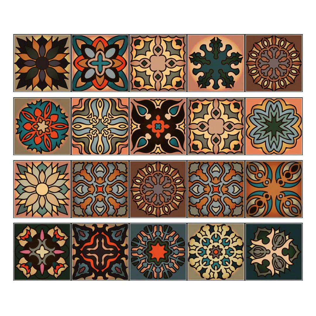 DIY  2019  Newest Wall Moroccan Style Geometric Symmetry Tile Sticker Kitchen Home Decor 4 Style