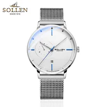 SOLLEN Mens Watches Top Brand Luxury Automatic Mechanical Watch Casual Steel Sapphire Waterproof Wristwatch Relogio Masculino automatic mechanical watch men luxury brand mens watches sapphire blue clock full steel luminous waterproof relogio masculino