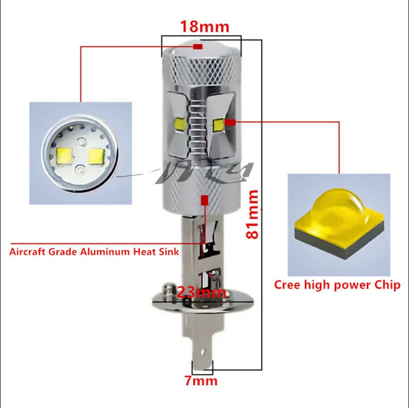 H1 светодиодный автомобильный светильник s Белый 30 Вт Cree Chip-R3 объектив сигнал для транспорта светодиодный автомобильный противотуманный светильник лампа для парковки 12 В