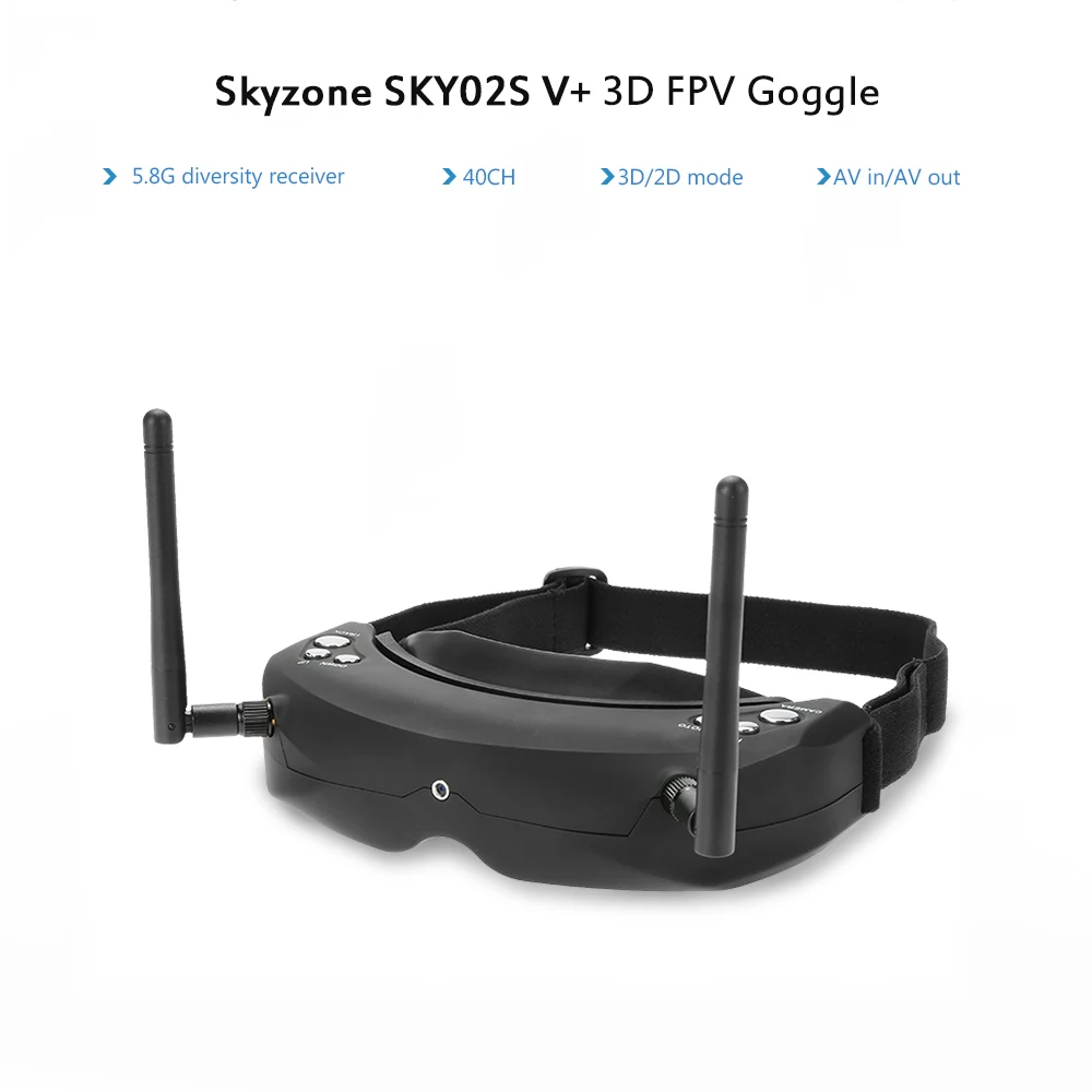 Skyzone SKY02S V+ 3D FPV очки/видео очки со встроенным 3D/2D режимом 40CH 5,8G разнесенная головка приемника/камера для дрона