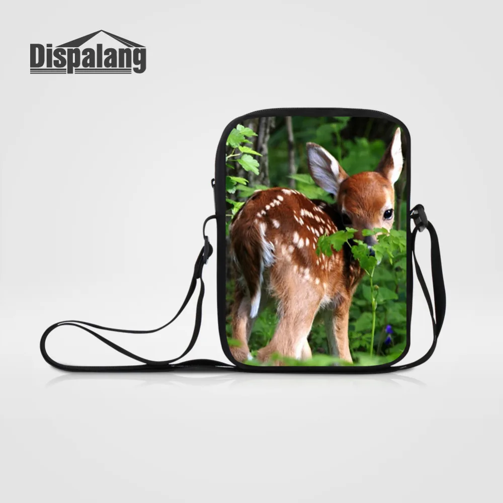 

Dispalang Casual Women Men Small Messenger Bags Deer Elk Print Crossbody Bags For Children Shoulder Bag Student Kids Book Bag