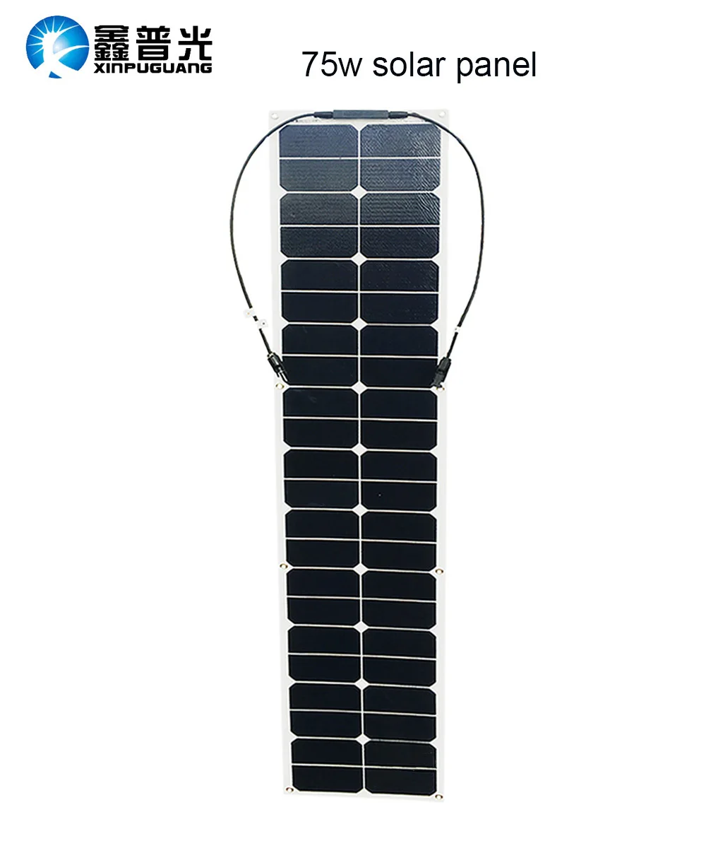 75w semi flexible solar panel ETFE solar module efficient cell MC4