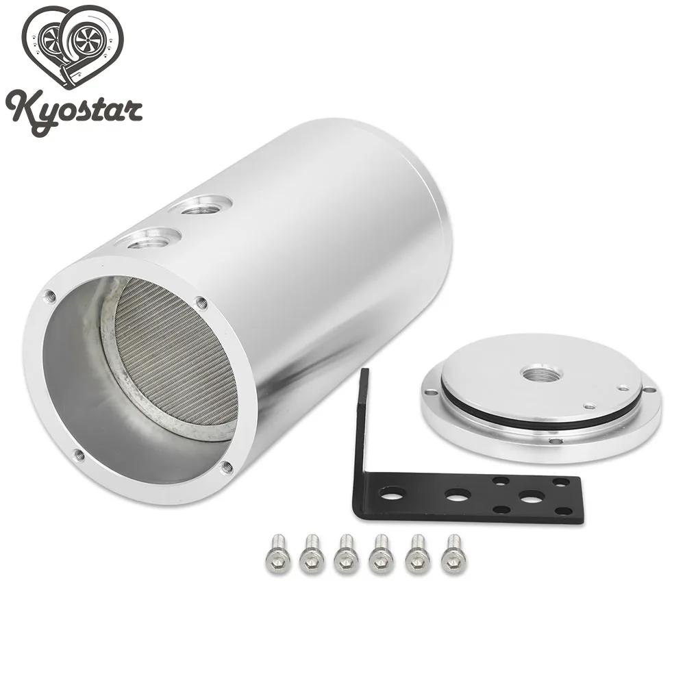 

Universal Silver Aluminum Oil Catch Can with Filter Breather