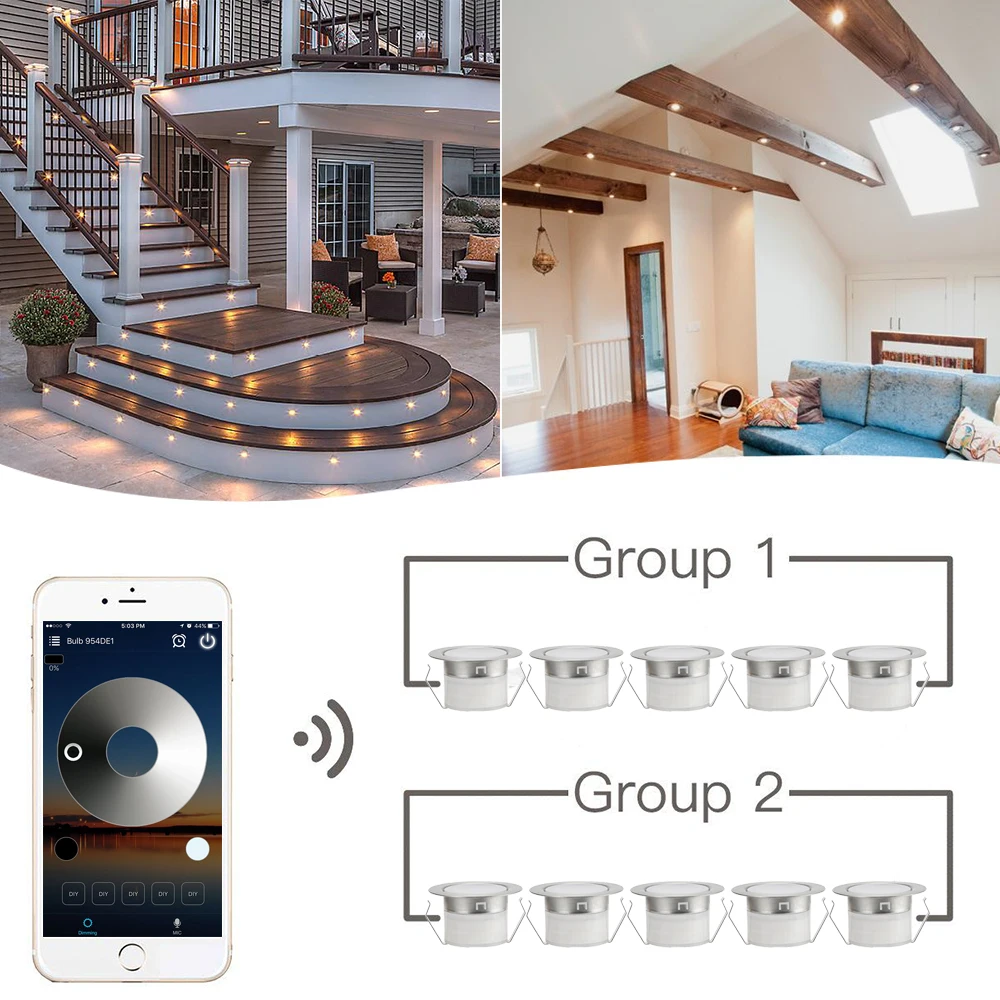 Luzes de Baixa Voz Inteligente Wifi App Controlador Dimmer Temporizador 19mm Led Deck Terraço Passo Escada Cozinha Pátio Tensão 10 Pçs - Set 12v 4 Lâmpadas subterrâneas