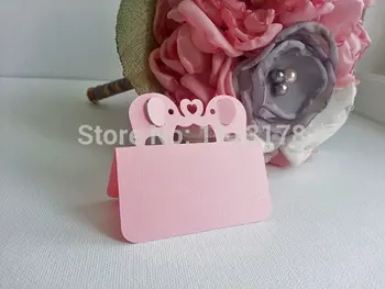 

pink Elephant Couple Blank Place Cards, Holiday, Wedding, Dinner Party, Seating Card, Reception, Escort Cardpc001
