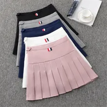 Теннисная юбка для девочек, юбка с высокой талией, Униформа с внутренними шортами, трусы для бадминтона, Болельщицы, 2 в 1, юбка, Спортивная юбка