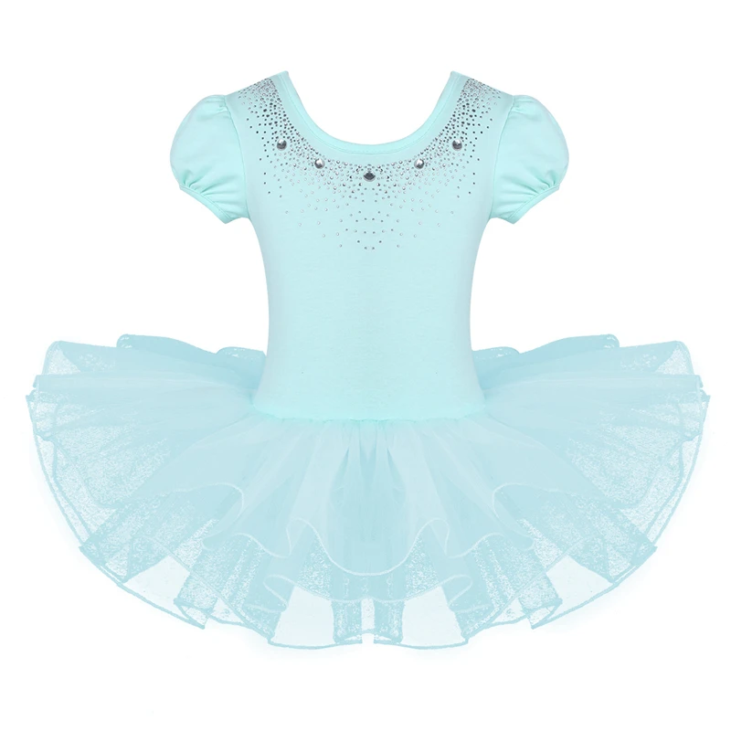 YiZYiF/балетное танцевальное гимнастическое платье для девочек, Сетчатое балетное платье-пачка со стразами для девочек