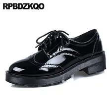 Женщины Оксфорд с кисточкой лакированная кожа бахрома мех грубый башмак зашнуровать плоские дизайнер Прямой завод обувь Японская школа зима европейская последние весенняя осень красивая отправка капель Мода