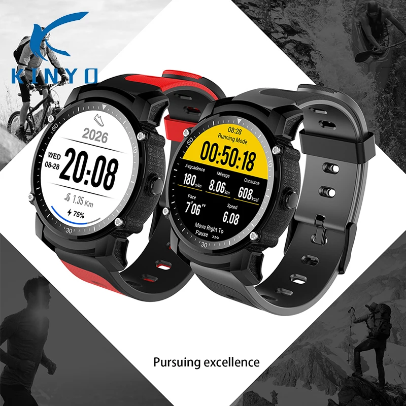 

Kinyo Bluetooth Smart Watch Waterproof IP68 Swim GPS Sports Fitnes Tracker Stopwatch Heart Rate Monitoring Wristwatch Clock