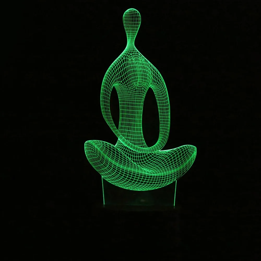  3D illusion Yoga Meditation Night Light 7 Color Change LED Desk Table Lamp Toys New 2017