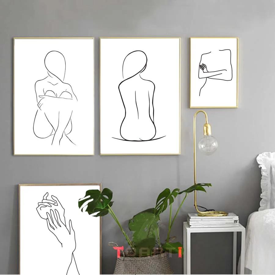 Abstract Lady Body Line Drawing Poster&Prints Modern Home Decor Canvas Painting Modular Wall Picture For Girls Bedroom Wall Art (4)