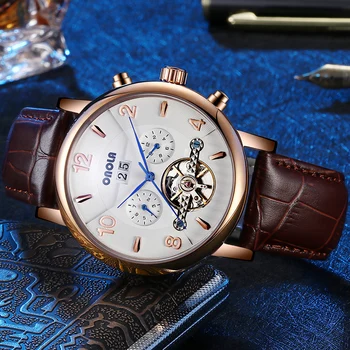 ONOLA brand refining stainless steel automatic mechanical wrist watch men Tourbillon Leather Fashion Business Dress mens Watches ONOLA brand refining stainless steel automatic mechanical wrist watch men Tourbillon Leather Fashion Business Dress mens Watches