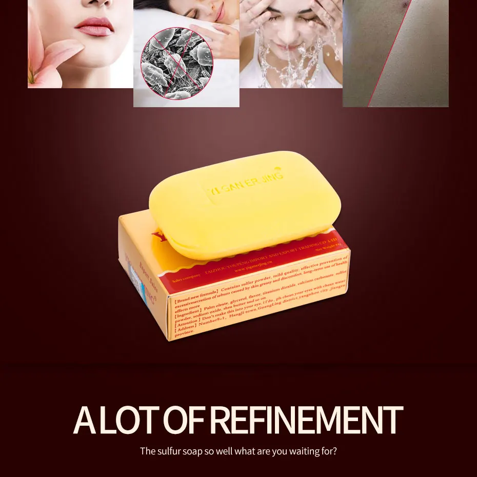 Sabão de Enxofre Condições da Pele Yiganerjing Acne Psoríase Seborréia Eczema Anti Fungo Banho Branqueamento Sabão Shampoo 5 Pçs 7 da pele acne psoríase seborréia eczema anti