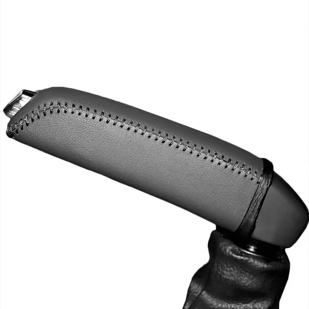 HandbrakeCover Black PONSNY Рулевое управление автомобиля/Шестерня/ручной тормоз натуральная кожа чехлы Чехол для Citroen C4 авто ручной сшитый черный чехол - Название цвета: HandbrakeCover Black