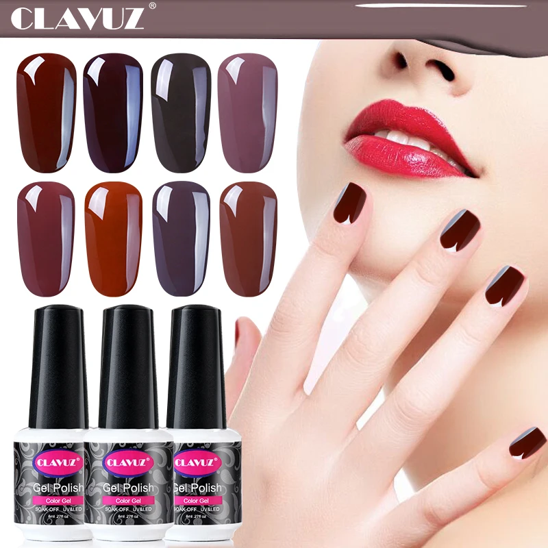 CLAVUZ 12 шт. УФ ногтей гель долгое Кофе коричневый серии гель лак DIY Nail Art Красочные УФ светодио дный лампа отверждения 8 мл маникюрный набор