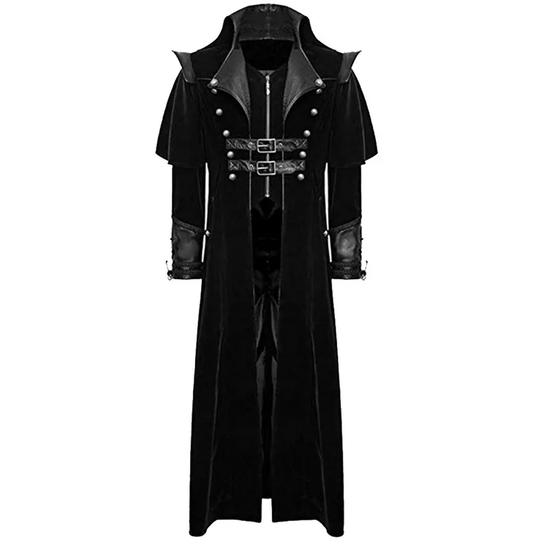 

2019 Men Retro Gothic Long Coat Tailcoat Vintage Steampunk Long Jackets Men Vampire Play Costume For Party Luxury Royal Coats