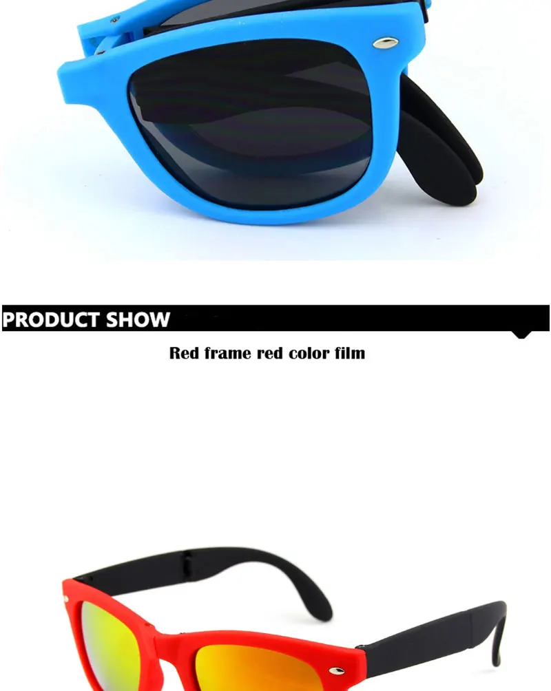 RBRARE Foldable Sunglasses With Box Vintage Classic Sun Glasses Men Shopping Travel Colorful UV400 Lunette De Soleil Femme