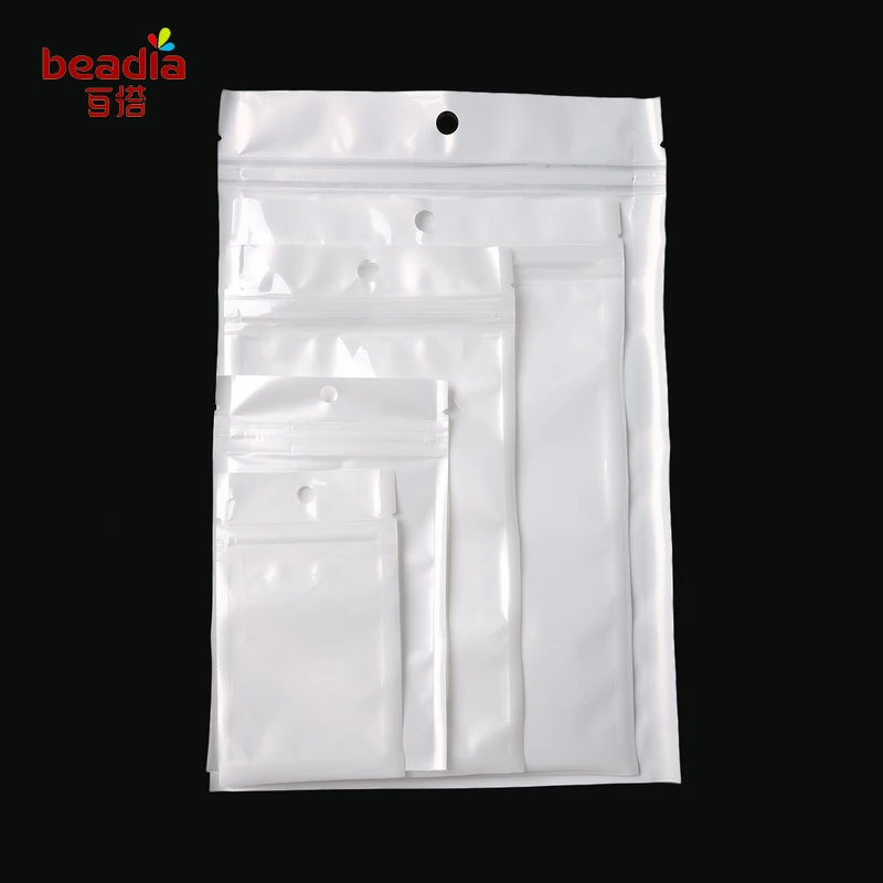 Wholesale Nice Round Hanging Hole White / Clear OPP Plastic Poly Bag 9 Kinds Of Size Packing Poly Bag Self Seal Zipper Plastic