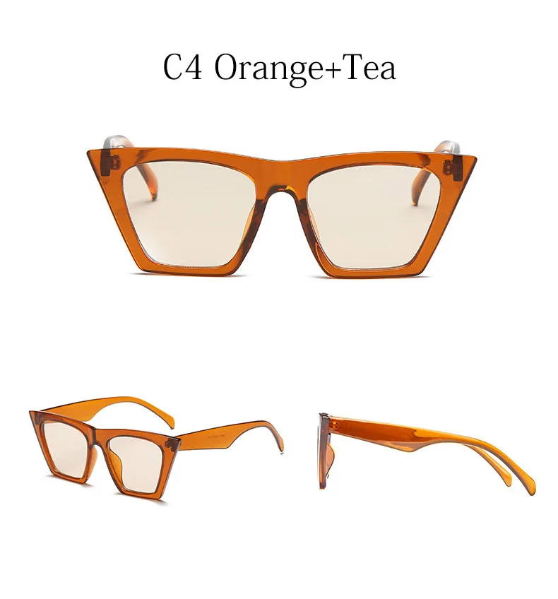 Новые винтажные женские прозрачные солнцезащитные очки кошачий глаз брендовые дизайнерские ретро синие красные плоские градиентные Женские квадратные солнцезащитные очки UV400