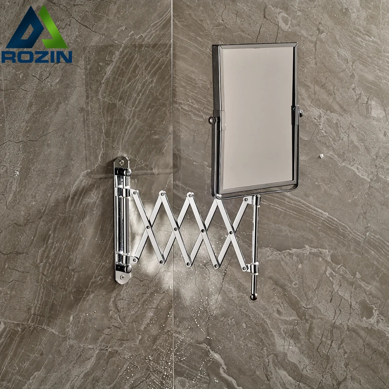 

Bathroom Extended Folding Arm Square Wall Mounted Makeup Mirror 2-Face Magnifying Mirror