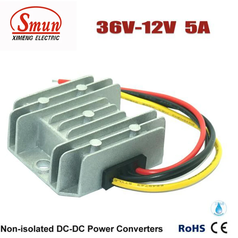 

36VDC to 12VDC 5A 60W Step Down DC-DC Converter With CE RoHS Approved