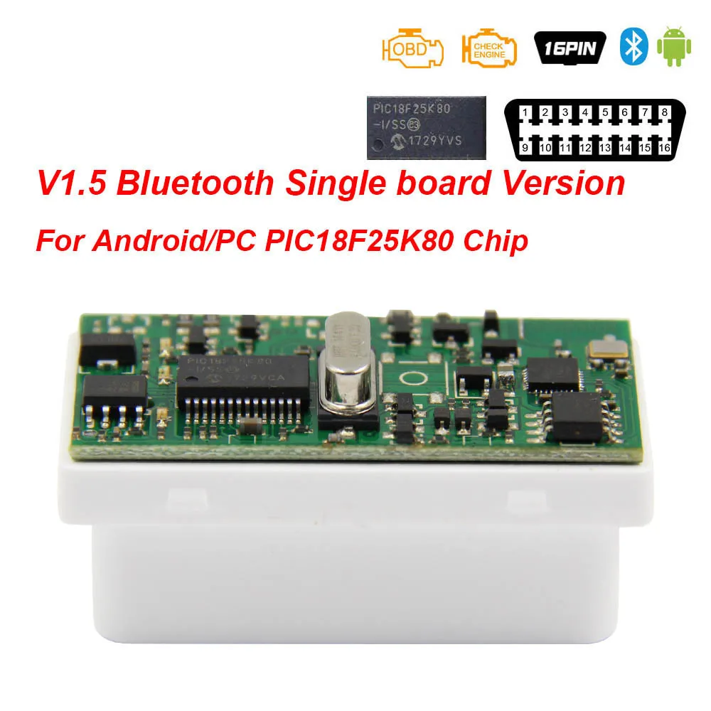 ELM 327 V1.5 OBD2 Bluetooth Wi-Fi сканер для Android/IOS elm327 V1.5 PIC18F25K80 OBD 2 OBD2 автомобильный диагностический инструмент считыватель кодов - Цвет: White Bluetooth V1.5