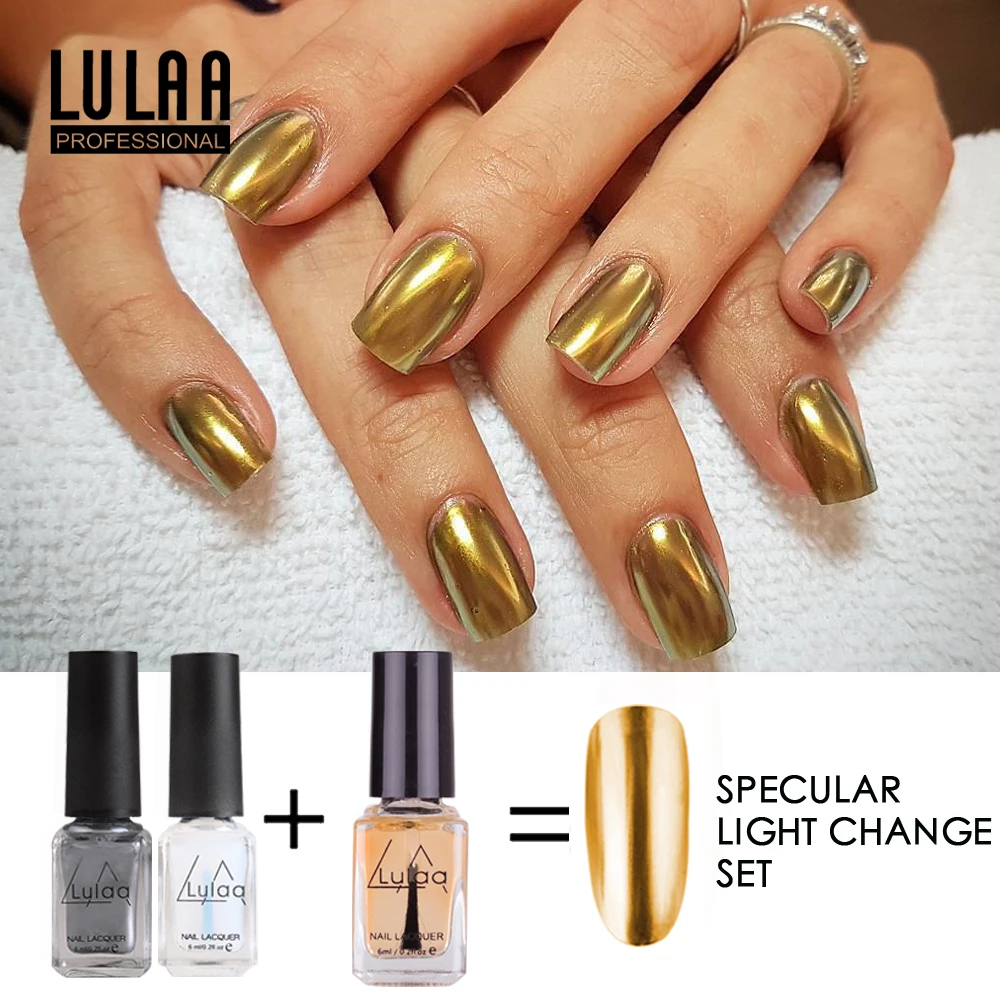 

LULAA Nail Polish Mirror Optical Variable Combination Nails Art Light Summer Gelpolish Temperature Changed Color Polish Nails
