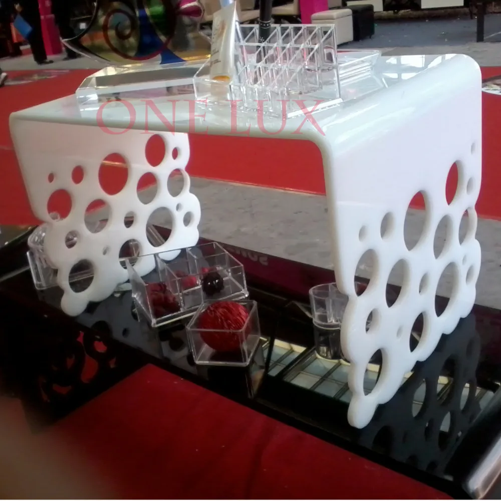 الشلال الابيض الاكريليك طاولة القهوة ، سيت نهاية الجداول أريكة ocassional ش واحد لوكس