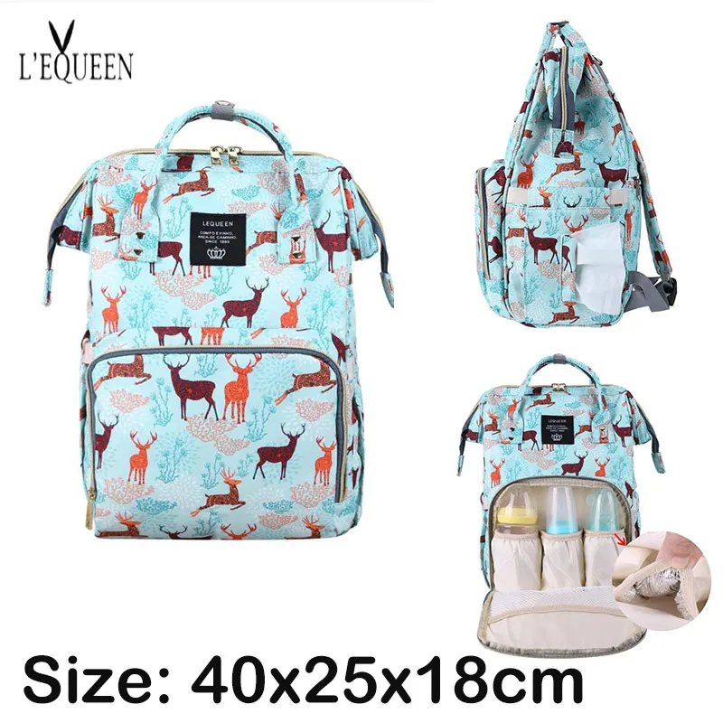 

Mummy Maternity Diaper Nappy Bag Fashion Cartoon Deer Print Travel Shopping Backpack Large Capacity Nursing Bag for Baby Care