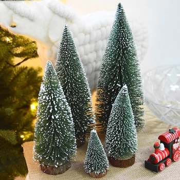 

4 size Artificial Tabletop Mini Pine Christmas Trees Decorations Festival Plastic Miniature Trees