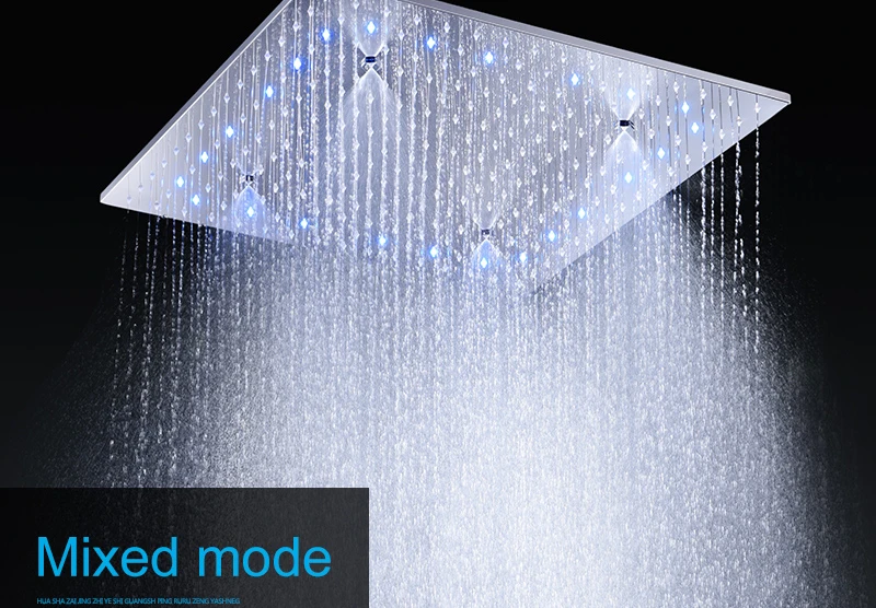 Big 20 Inch Overhead Ceiling LED Rain Spa Shower Head Set Bathroom 5 Function Temperature Controller Shower 3 Wall Body Spray (9)