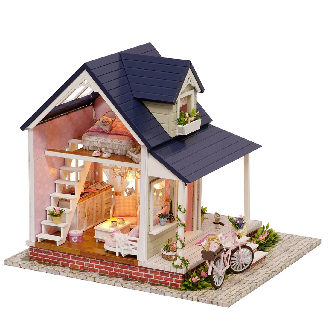DIY Doll Houses furniture Wooden Doll House Unisex miniature dollhouse Kids Toy Furniture Miniature crafts Gifts Lovely Bicycle